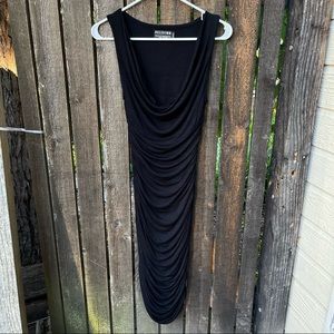 Religion Cowl Neck Ruched Sleeveless Black Rayon Dress Sz XS